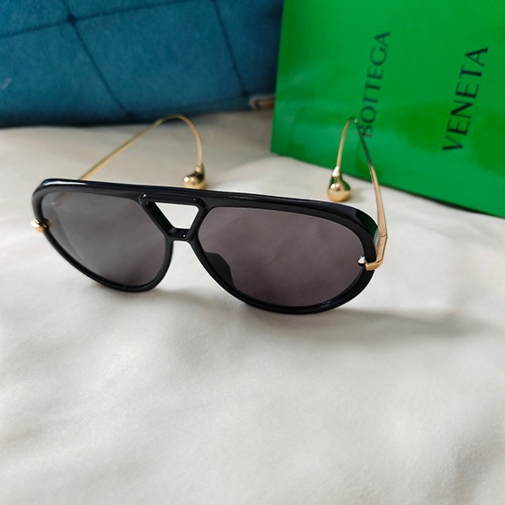Bottega Veneta Black and Gold Sunglasses
